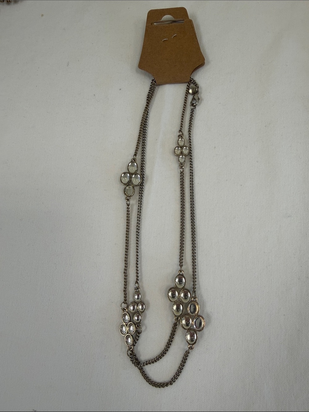 J. Crew Factory Silver-Tone Multi-Strand Necklace with Clear Stones